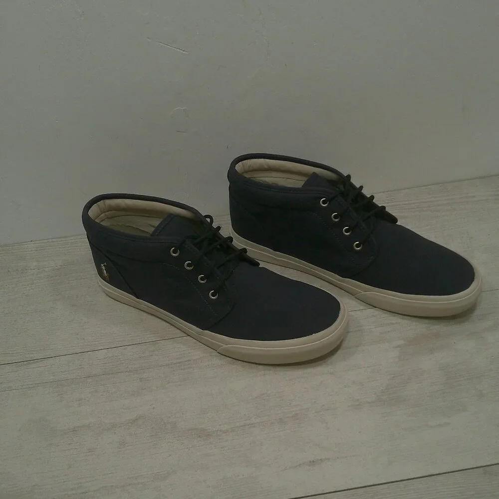 Polo Ralph Lauren Men's Keaton Chukka Sneakers True Navy Blue Canvas Size 11.5